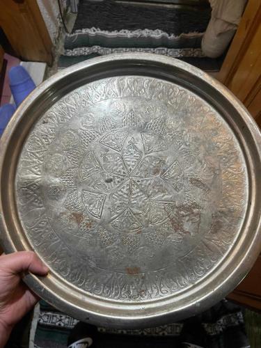 İşlemeli Vintage Bakır/Pirinç Tepsi