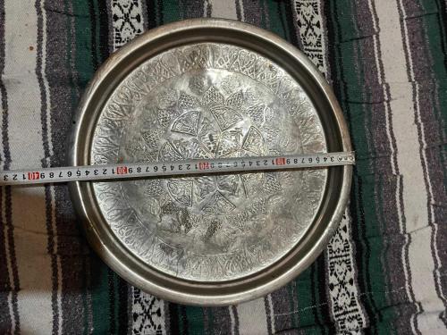 İşlemeli Vintage Bakır/Pirinç Tepsi