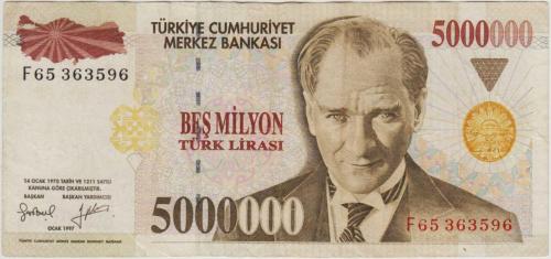 7. EMİSYON 5.000.000 LİRA F65 ÇT.