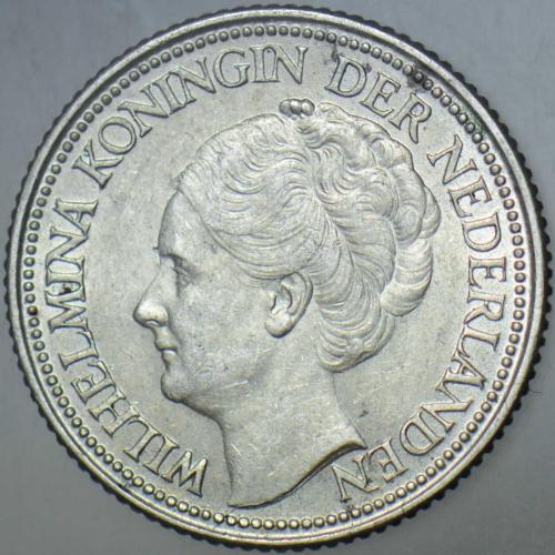 HOLLANDA 25 CENT 1941 GÜMÜŞ 3,57 gr. II. DÜNYA SAVAŞI-KRALİÇE WİLHELMİNA DÖNEMİ. ÇİLALTI+