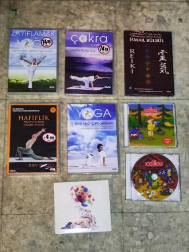 20773-ZAYIFLMAK İÇİN DVD+HAFİFLİK DVD+YOGA DVD+ÇAKRA DVD+İSMAİL BÜLBÜL DVD+4 CD CAİLLOU VCD+MÜZİK CDSİ
