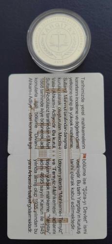 YARGITAY 150. YIL GÜMÜŞ HATIRA ÇİL SERTİFİKALI 20 TL 31.10 GR 2000 ADET BASILMIŞ OLUP NADİR PARALARDANDIR
