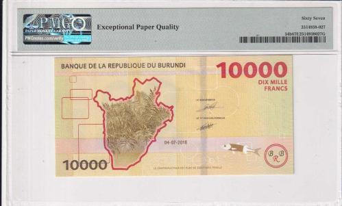 Burundi 10000 Amafaranga 2018 PMG 67 EF5731097