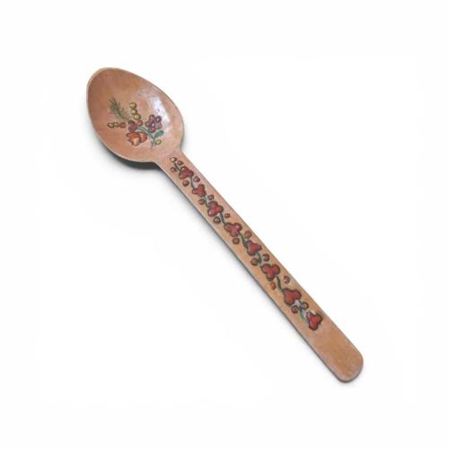 vintage Geleneksel El Boyaması Ahşap Servis Ve Sunum Kaşığı 31 cm