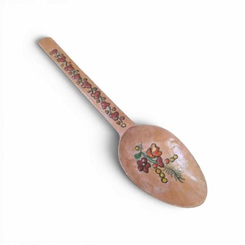 vintage Geleneksel El Boyaması Ahşap Servis Ve Sunum Kaşığı 31 cm