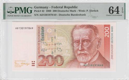 LOT.15 » Almanya 200 Deutsche Mark 1989 PMG 64EPQ Choice Uncirculated AD301978A9