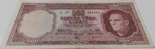 5.EMİSYON 3.TERTİP 500 TÜRK LİRASI KAĞIT PARA S15 005392 SERİ NUMARALI NATÜREL ÇOK ÇOK TEMİZ GÜZEL NUMARALI ÇOK NADİRDİR