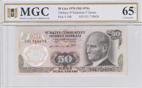 LOT.19 » Türkiye 50 Lira 1976 MGC 65 UNC I31719624
