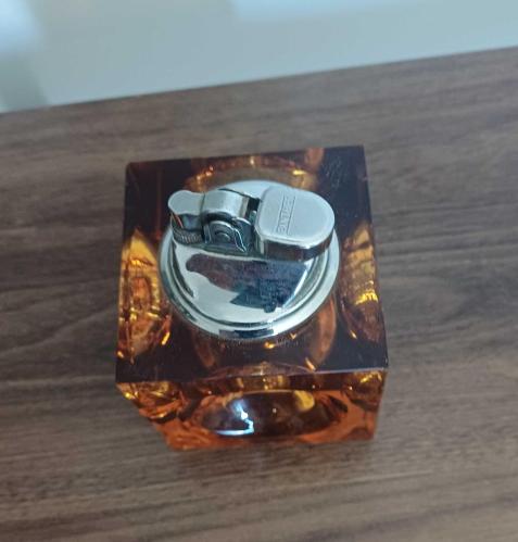Masa Çakmağı Geometrik Küp Form   Bal Rengi (Amber)   Vintage Koleksiyon Parçası