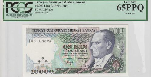 LOT.4 » Türkiye 10000 Lira 1970 PCGS 65PPQ Gem New I08708324