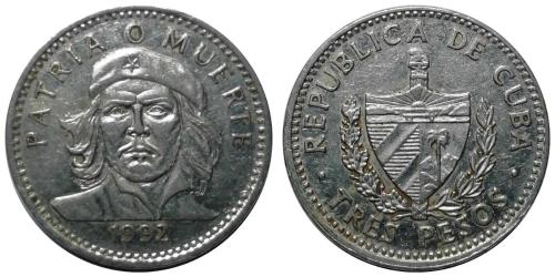 Küba 1992 Yılı 3 Peso ÇİL (-)