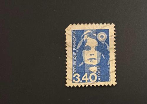 Fransa Pulu - France Stamp - Postadan Geçmiş Pul Filateli - DAMGALI - Fransa'nın Ulusal Sembolü Olan Marianne Temalı Pul, 3.40 PARA - YABANCI PULLAR - NOSTALJİK DOĞUM GÜNÜ HEDİYESİ