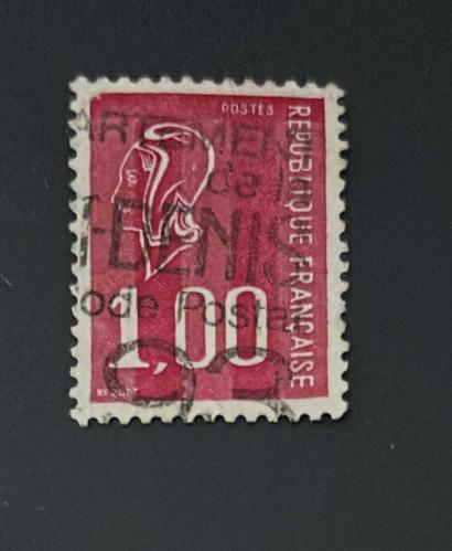 Fransa Pulu - France Stamp - Postadan Geçmiş Pul Filateli - Damgalı - Fransa'nın Ulusal Sembolü Olan Marianne, 1.00 PARA  - YABANCI PULLAR - NOSTALJİK DOĞUM GÜNÜ HEDİYESİ