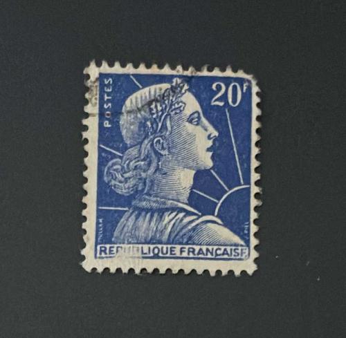 Fransa Pulu - France Stamp - Postadan Geçmiş Pul Filateli - Damgalı - Fransa'nın Ulusal Sembolü Olan Marianne, 20 PARA  - YABANCI PULLAR - NOSTALJİK DOĞUM GÜNÜ HEDİYESİ